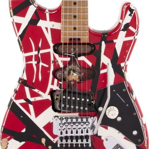 EVH Striped Series Frankie In Red w/ Black & White Stripes in stock