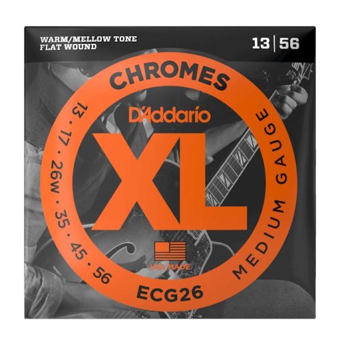 D'Addario ECG26 XL Chromes Flatwound 13-56 Medium Electric Guitar Strings in stock