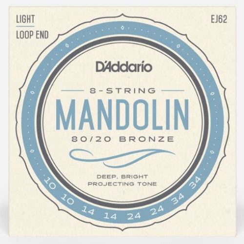 D'Addario EJ62 80/20 Bronze Mandolin Strings Light 10-34 in stock