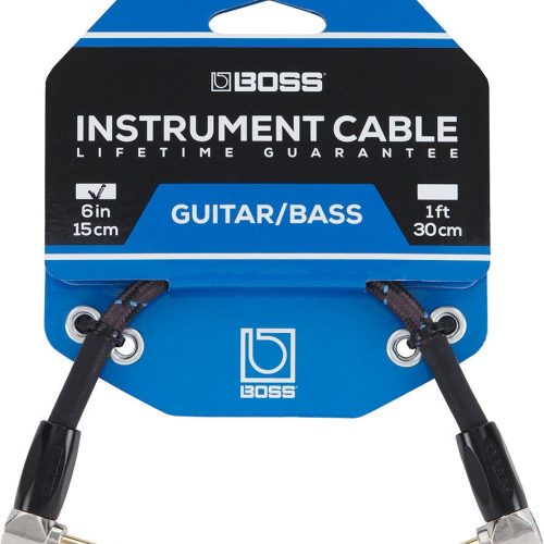 Boss 6 inch / 15cm instrument cable, angled/angled 1/4 inch jack, 3-pack in stock