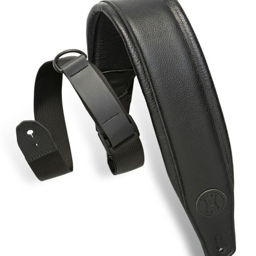 Levy's Right Height - Garment Leather Padded 3" Guitar Strap in Black in stock