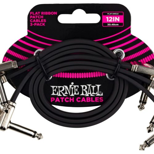 Ernie Ball 12 Inch Flat Ribbon Patch Cable 3 Pack in stock
