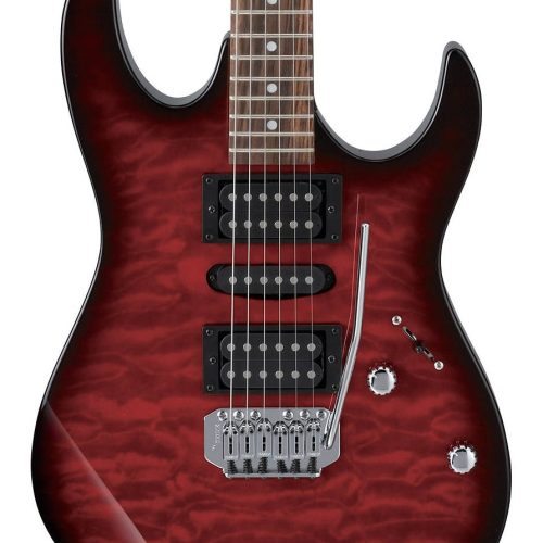 Ibanez GRX70QATRB In Transparent Red Burst in stock