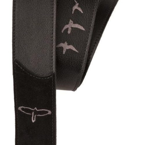 PRS Premium Leather 2" Strap Embroidered Birds in Black in stock