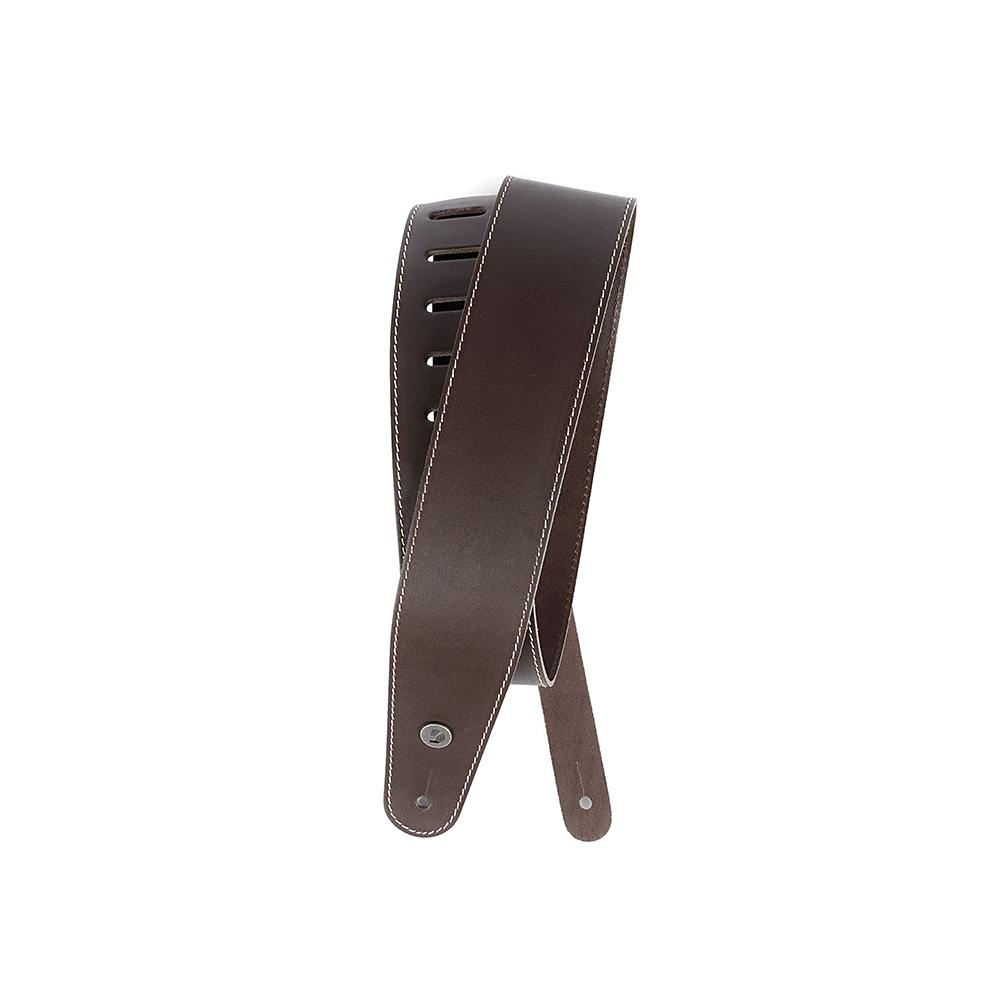 D'Addario Deluxe Leather Guitar Strap in Brown with Contrasting Stitch in stock