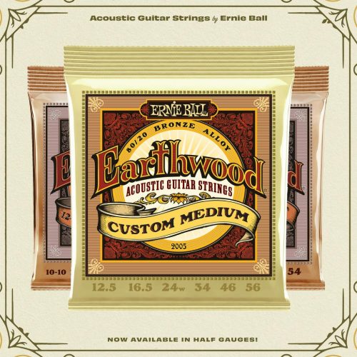 Ernie Ball Earthwood Custom Med Phos Bronze Acoustic Guitar Strings 12.5-56 Gauge in stock