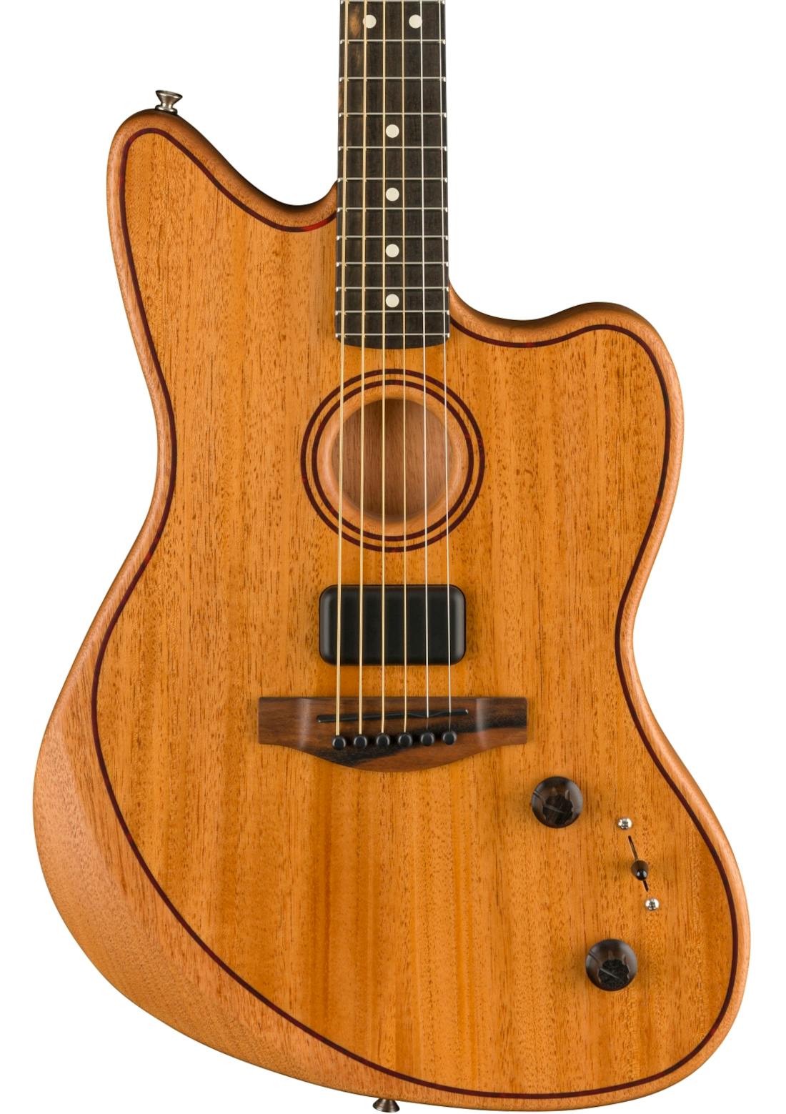 B Stock : Fender American Acoustasonic Jazzmaster All-Mahogany Acoustic/Electric Guitar in Natural 002 in stock