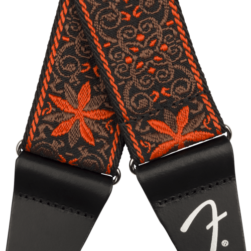 Fender Pasadena Woven Guitar Strap in Orange Wallflower in stock