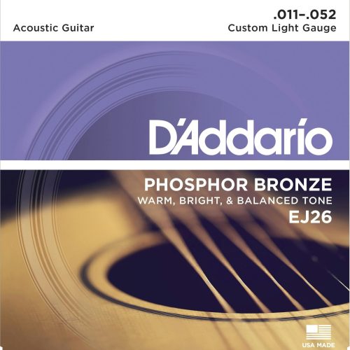 D'Addario EJ26 Phosphor Bronze 11-52 Custom Light Set in stock