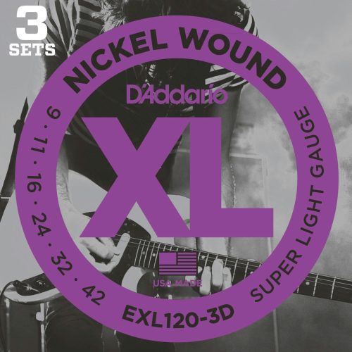 D'Addario XL 9-42 3 pack Super Light Set in stock