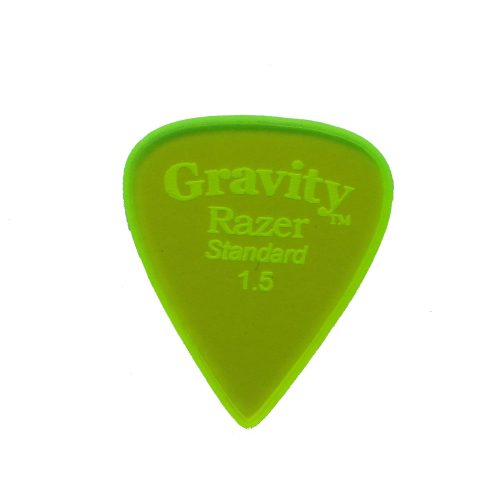 Gravity Razer Standard 1.5mm Pick (Green) with Unpolished Edges in stock