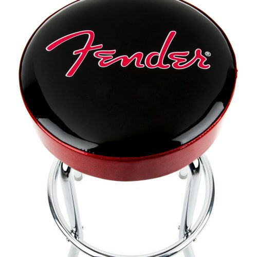 Fender Red Sparkle Logo 30" Barstool in Black Red Sparkle Chrome in stock