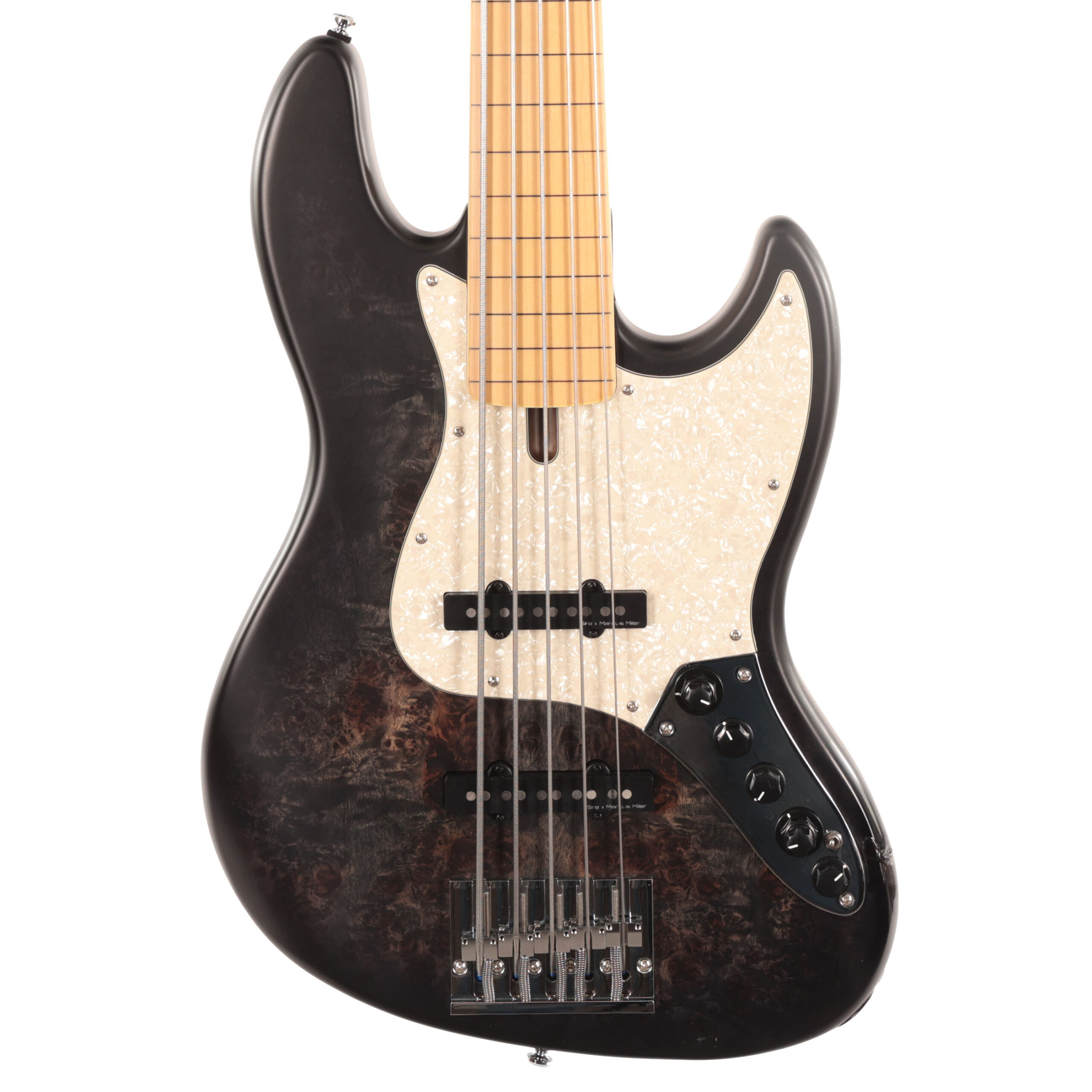 B Stock : Sire Marcus Miller V7 Reissue Fretless Swamp Ash 5 String Bass in Transparent Black Satin 001 in stock
