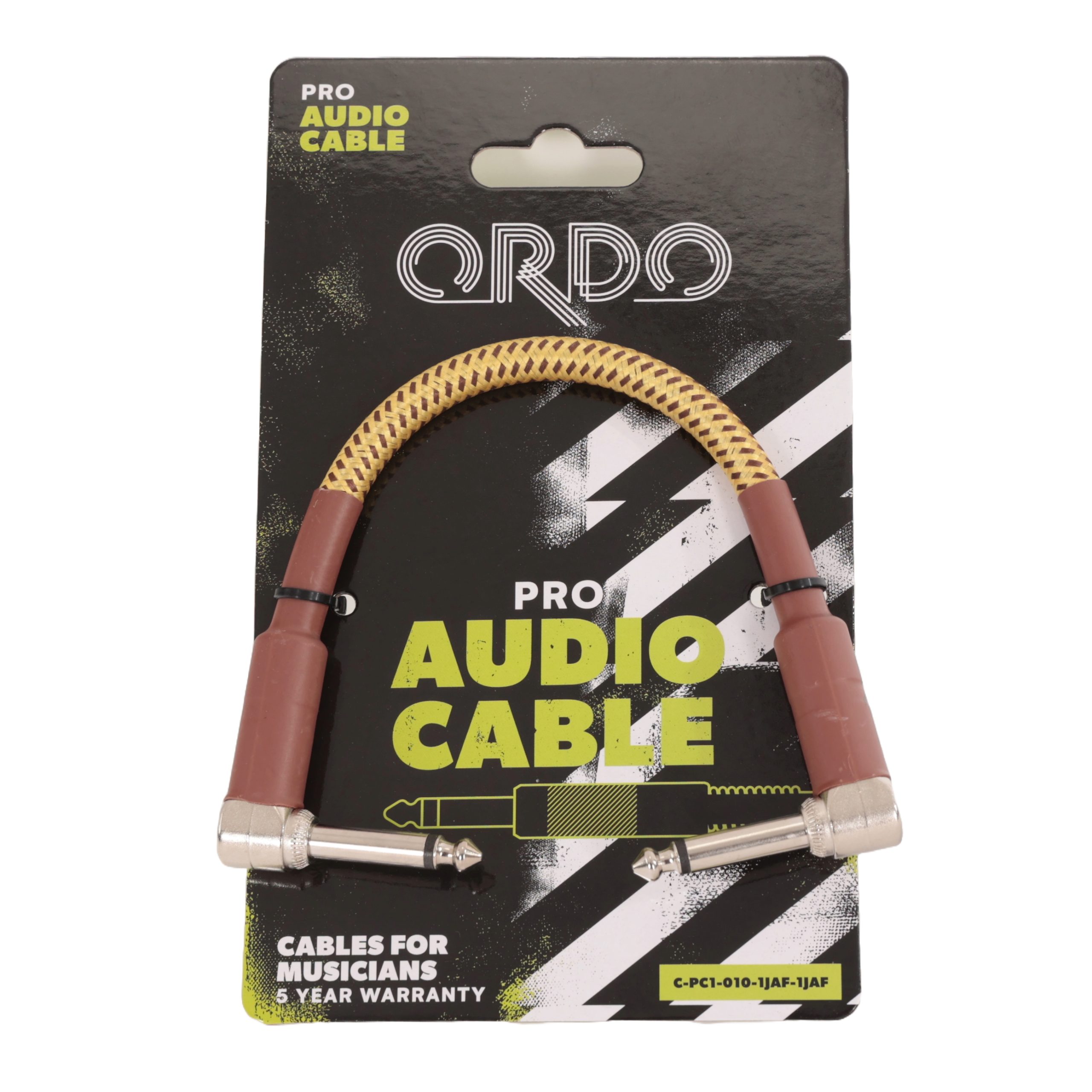 Ordo Braided Tweed Patch Cable Right Angle to Right Angle Jack 15cm in stock