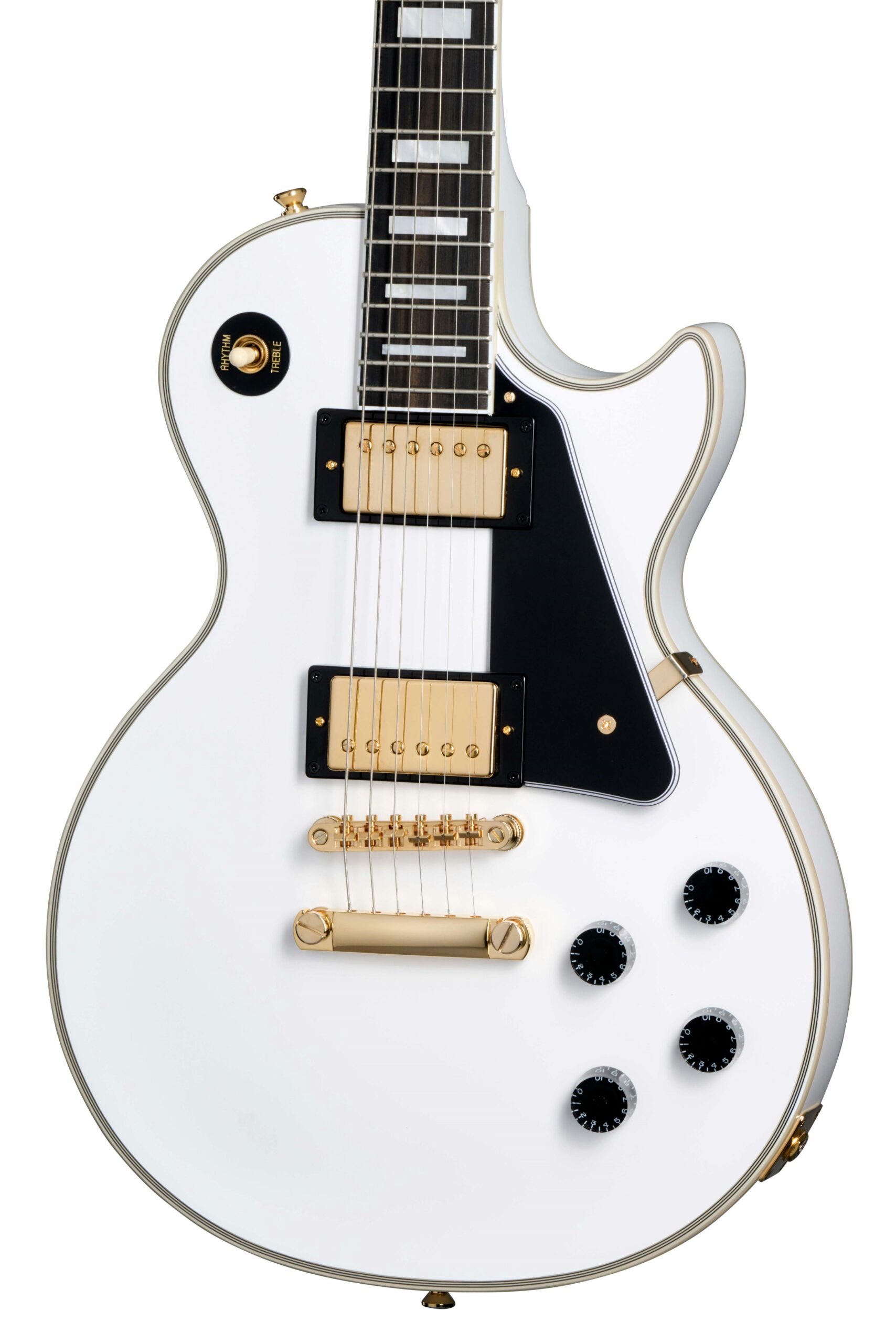 Epiphone Inspired by Gibson Les Paul Custom in Alpine White in stock