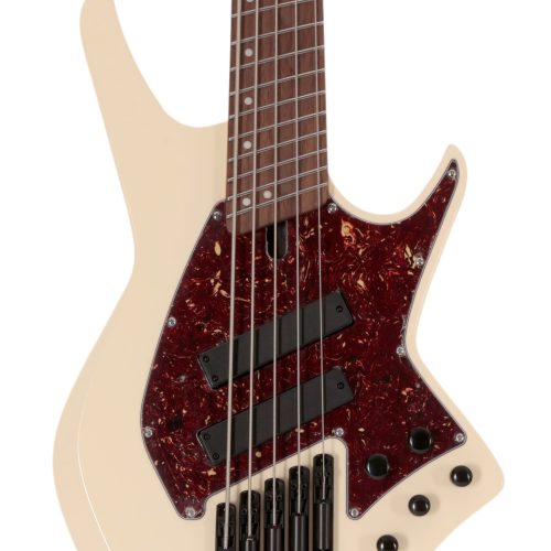 Hils NEXT HNB5 5-String Bass Guitar in Gloss Ivory with Fanned Frets in stock