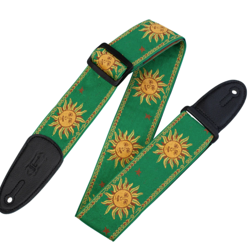 Levys Sun Motif Weave w Leather Backing - Yellow on Green in stock
