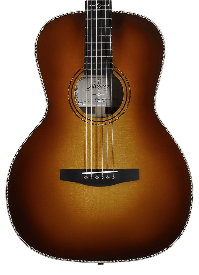 Alvarez Laureate LT70E Grand-Auditorium Electro-Acoustic in Herringbone Sunset in stock