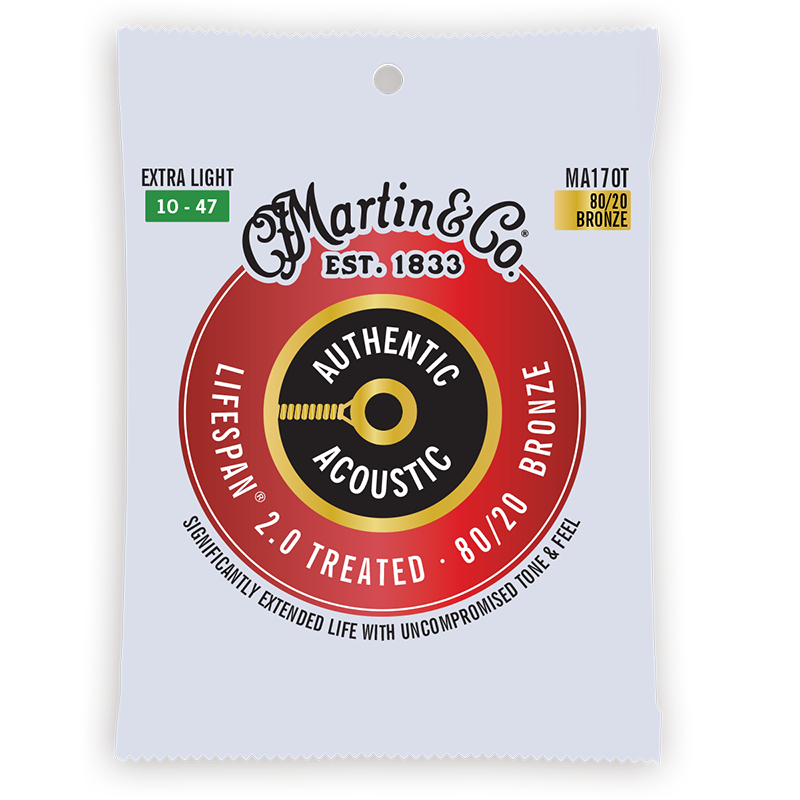 Martin Authentic Acoustic LifeSpan 2.0 80/20 Bronze Strings Extra Light 10 - 47 in stock