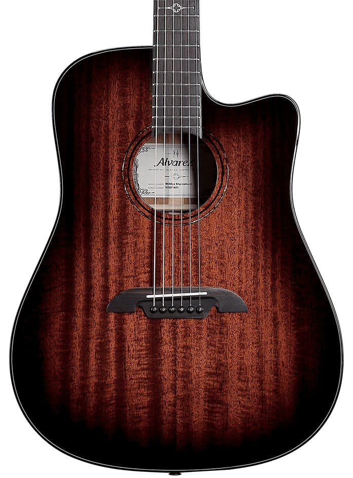 Alvarez Masterworks MD66CE Dreadnought Electro-Acoustic in Shadowburst with Cutaway in stock