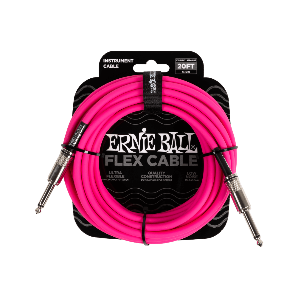 Ernie Ball Flex Instrument Cable Straight-Straight 20ft In Pink in stock