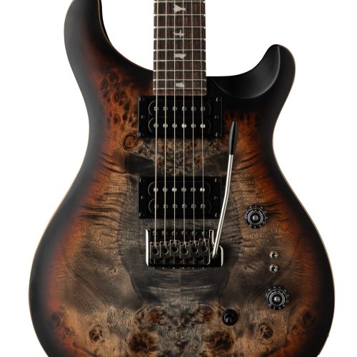 PRS Limited Edition SE Exotic Custom 24-08 Poplar Burl in Charcoal Cherry Midnight Burst in stock