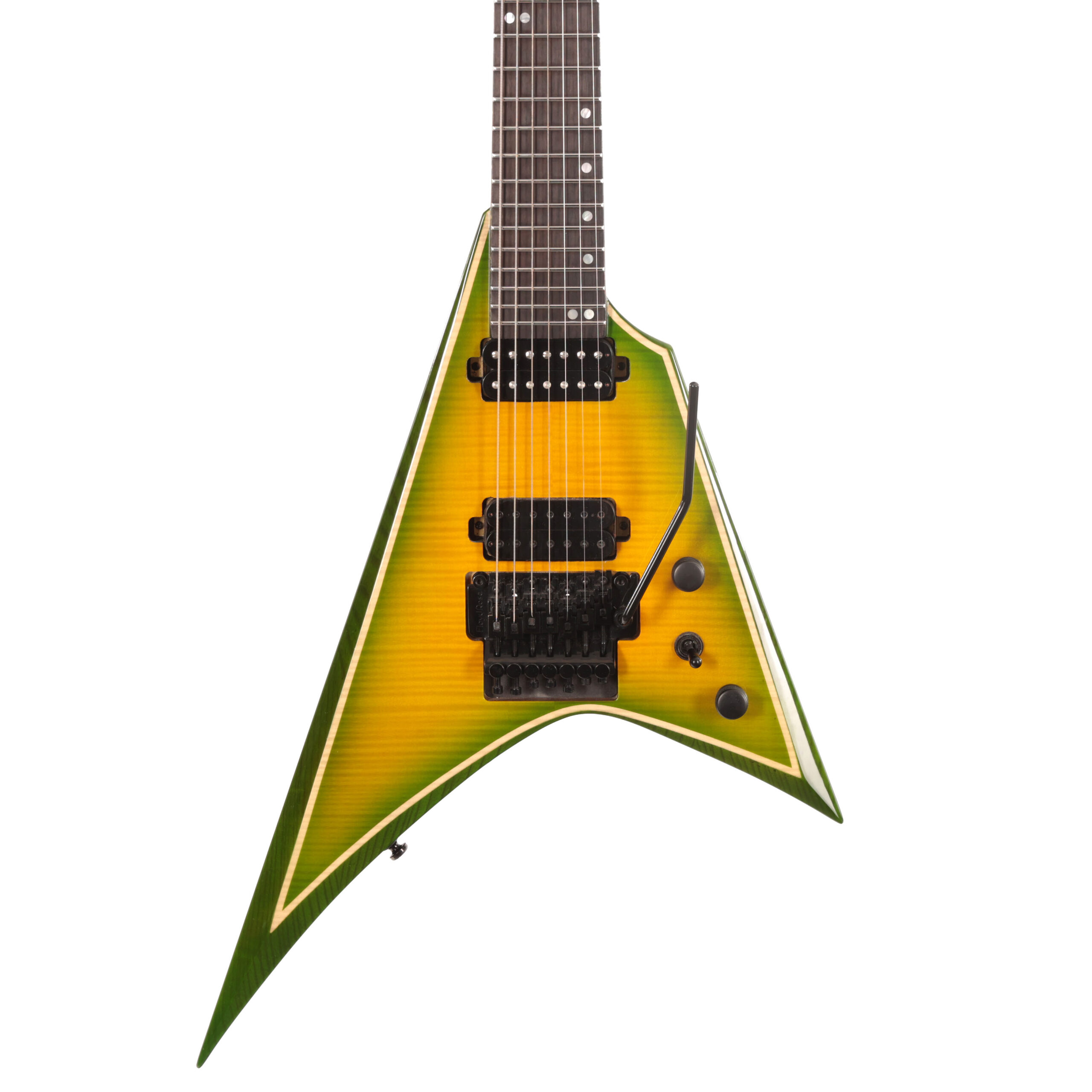 Second Hand Ormsby Metal V Electric Guitar in Green Burst 922 in stock