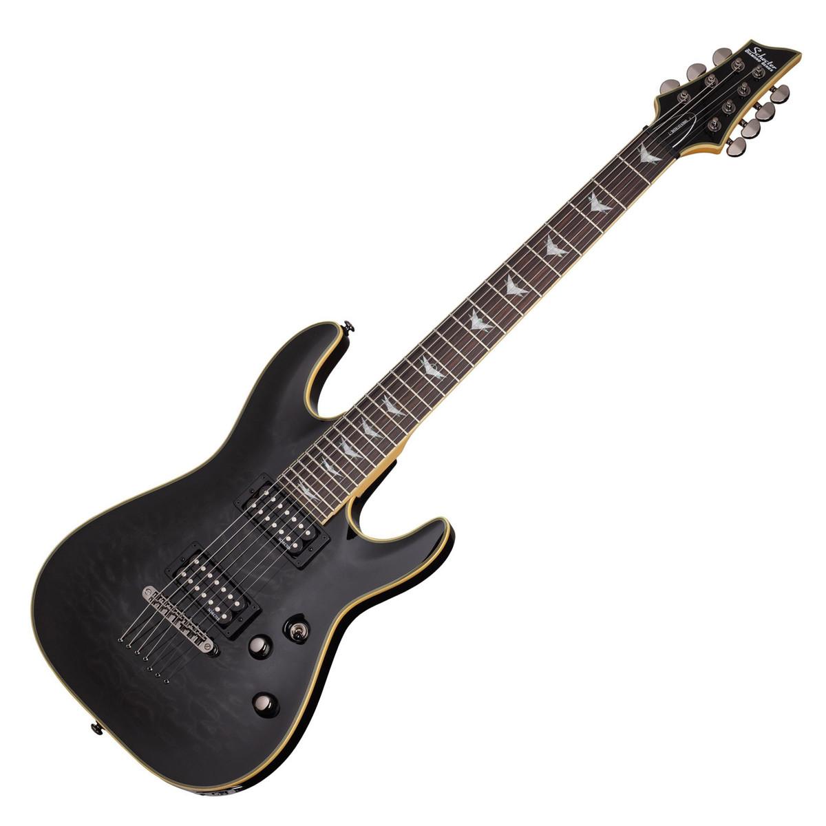 Schecter Omen Extreme-7 7 String Electric Guitar, See-Thru Black In Stock - Image 1