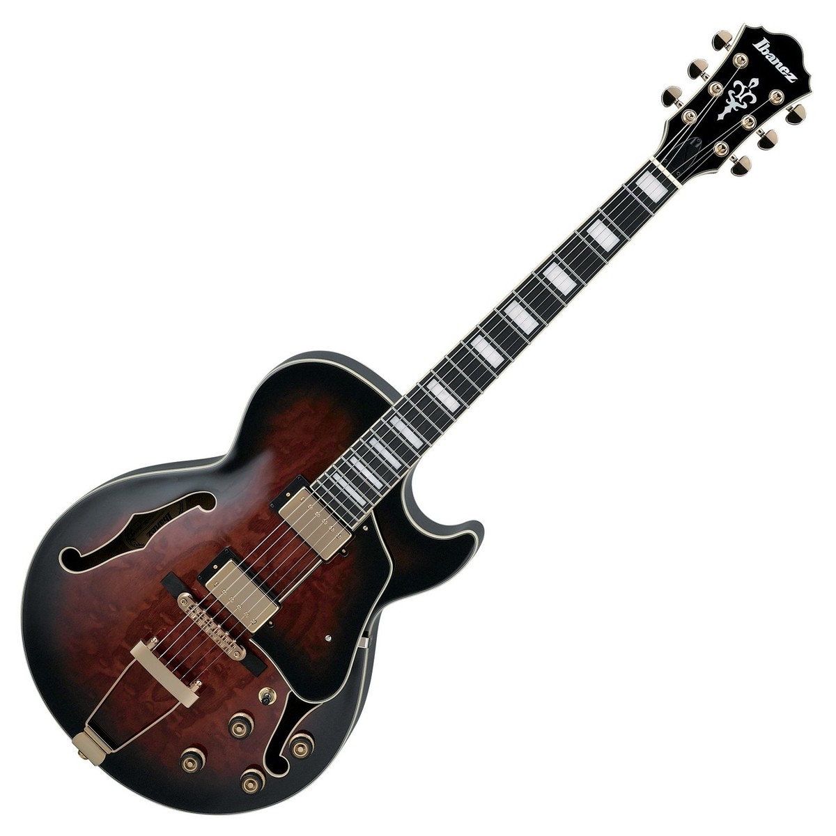 Ibanez AG95QA Artcore Expressionist, Dark Brown Sunburst In Stock