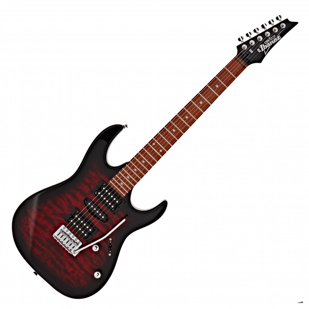 Ibanez GRX70QA GIO, Transparent Red Burst In Stock