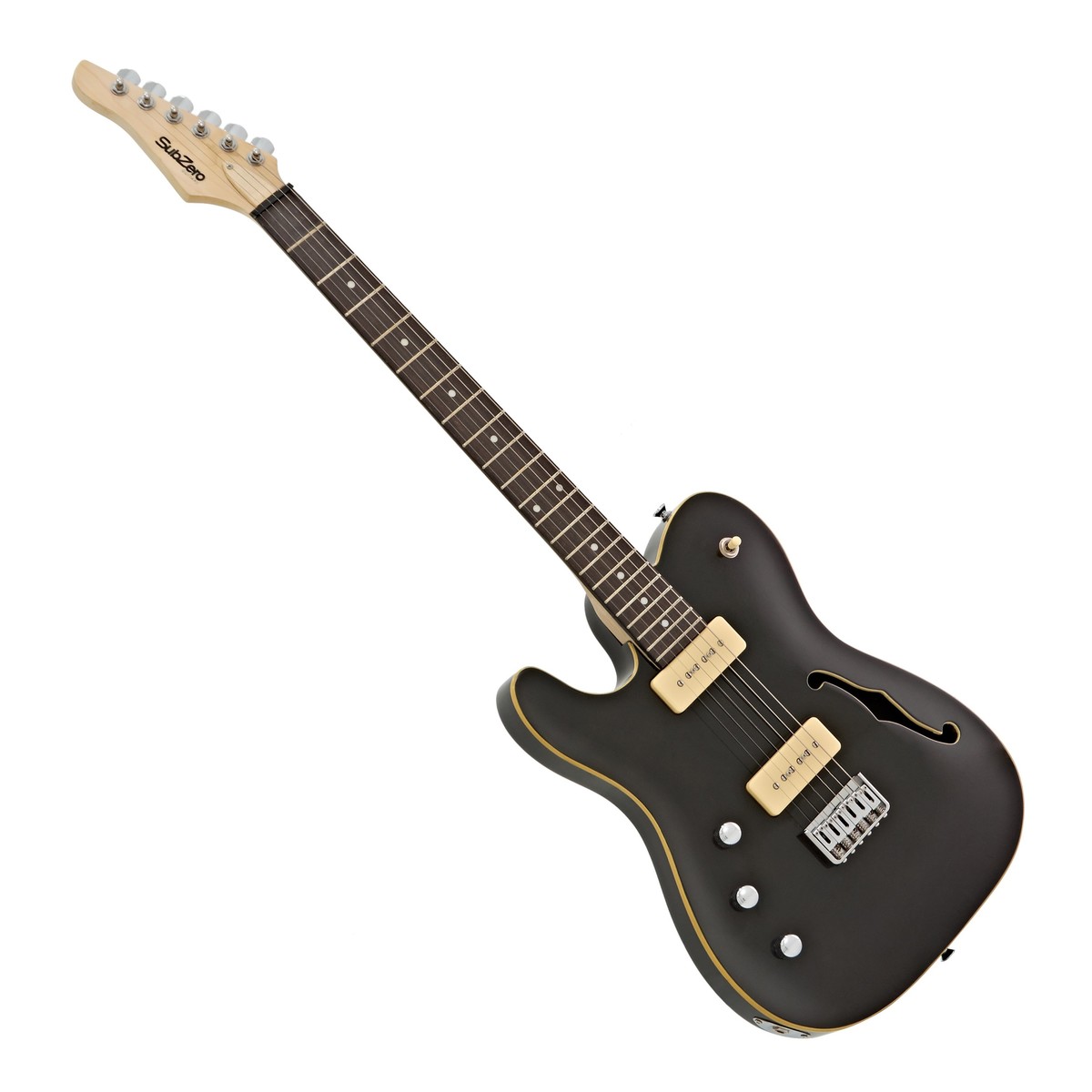 SubZero Paradigm Left Handed Semi-Hollow Electric Guitar, Trans Black - Nearly New In Stock