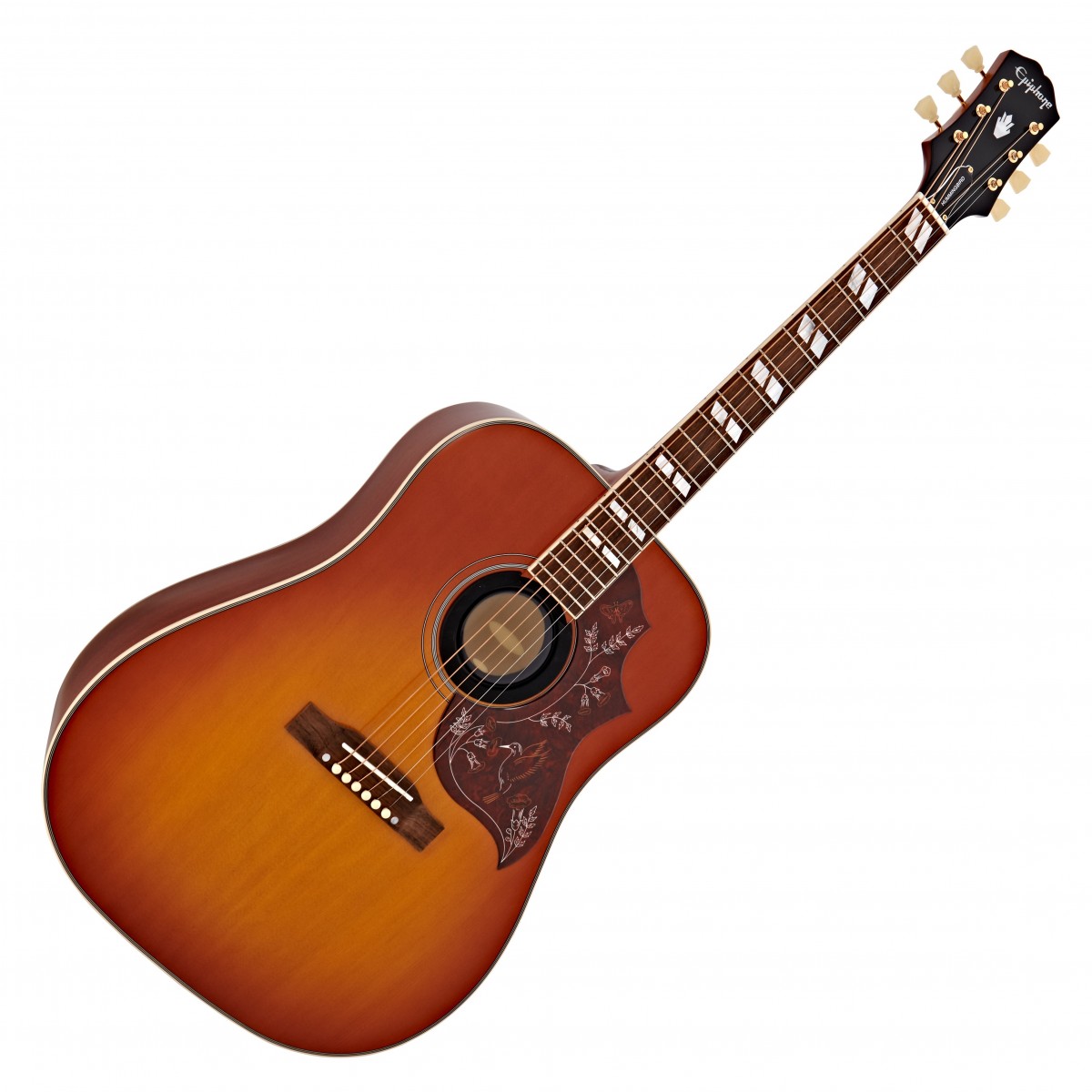 Epiphone Inspired by Gibson Hummingbird, Aged Cherry Sunburst Gloss In Stock