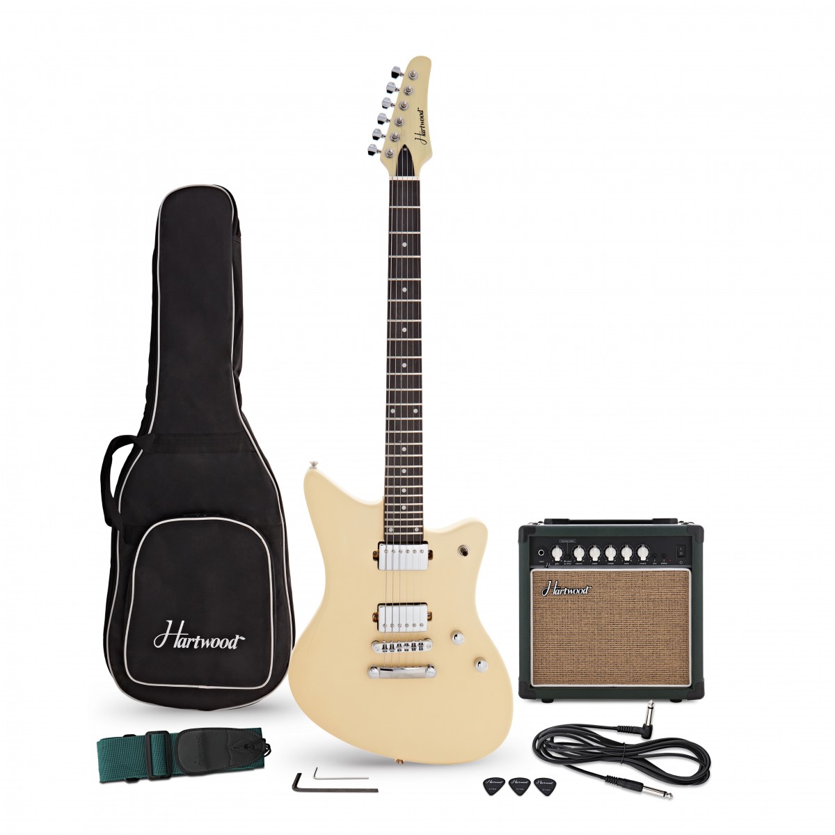 Hartwood Charger Origin Guitar Pack, Vintage White In Stock