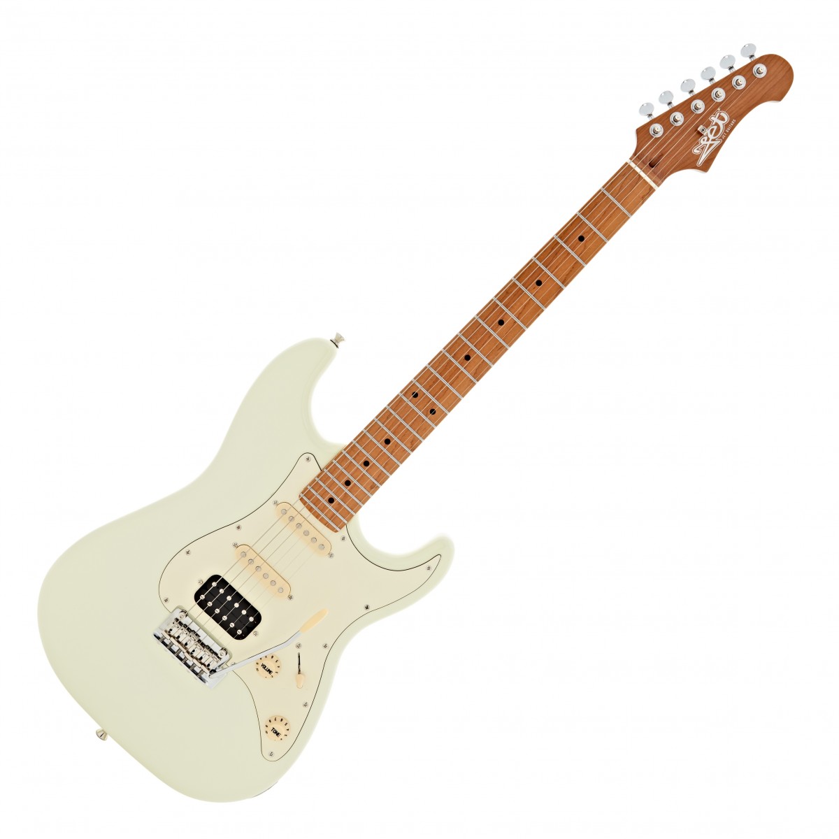 JET Guitars JS-400 HSS Roasted Maple, Olympic White In Stock