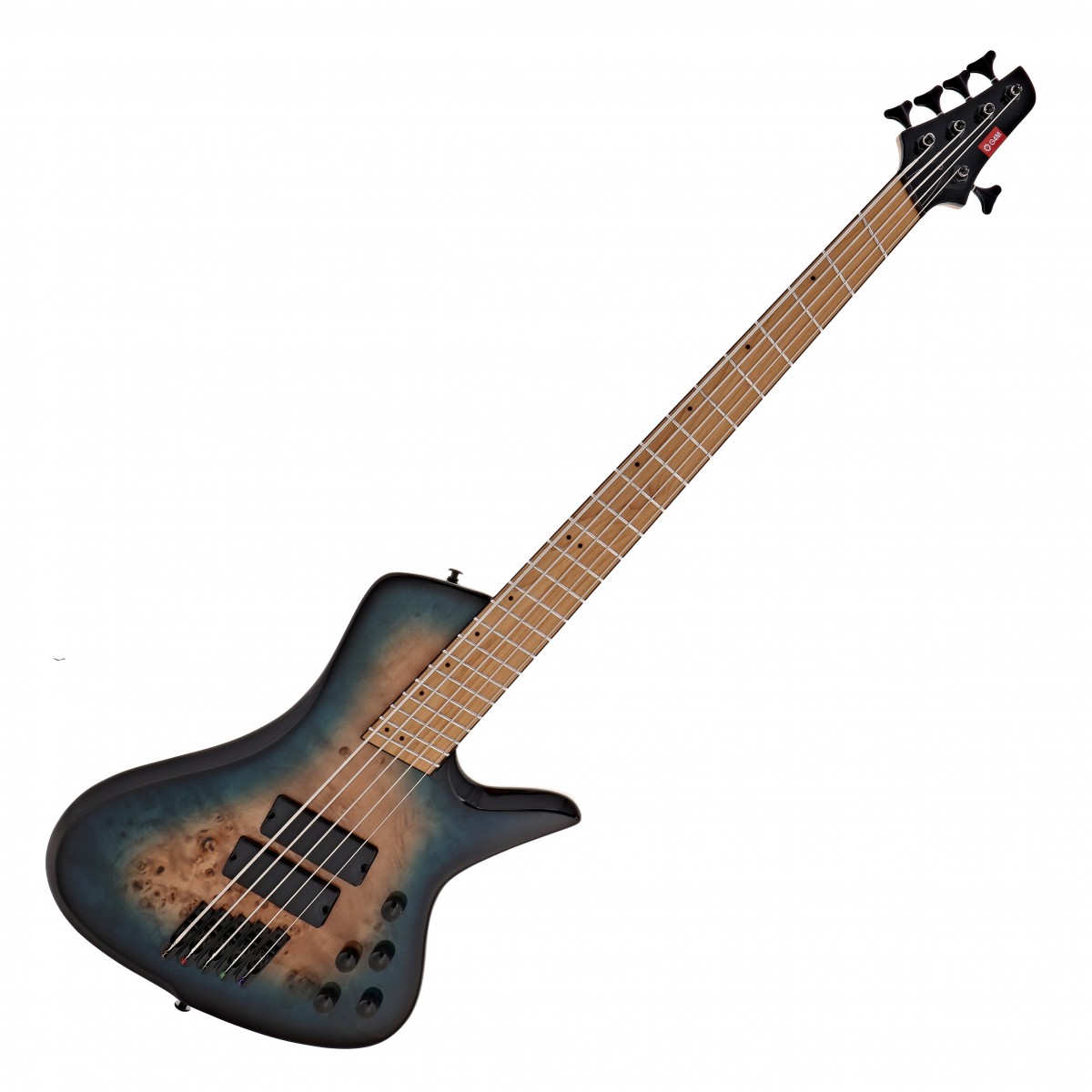 G4M 972 Fanned Fret 5-String Bass Guitar, Blue Burl Burst In Stock