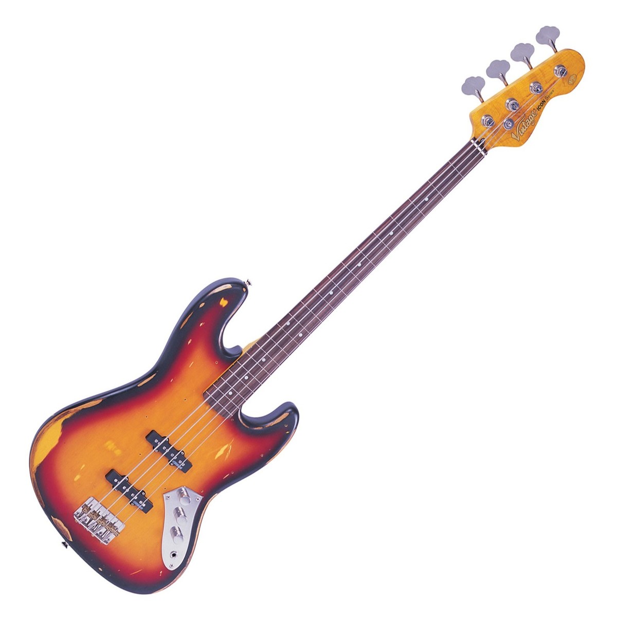 Vintage V74MRJP Icon Fretless Bass, Sunburst In Stock