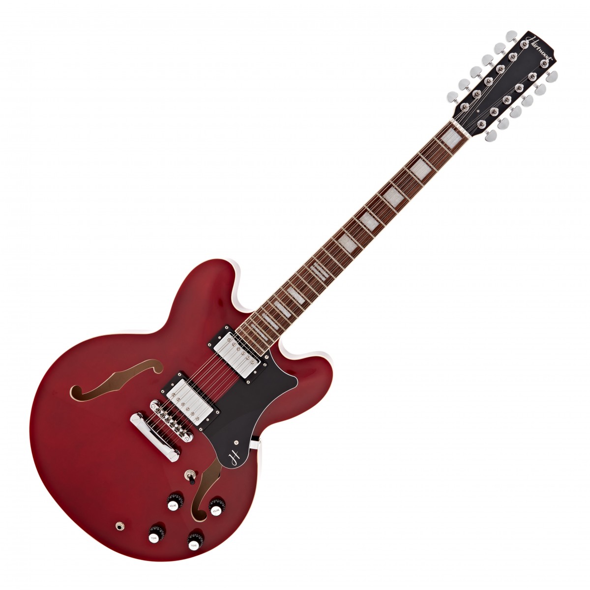 Hartwood Revival 12 String Semi Acoustic Guitar, Cherry Red In Stock