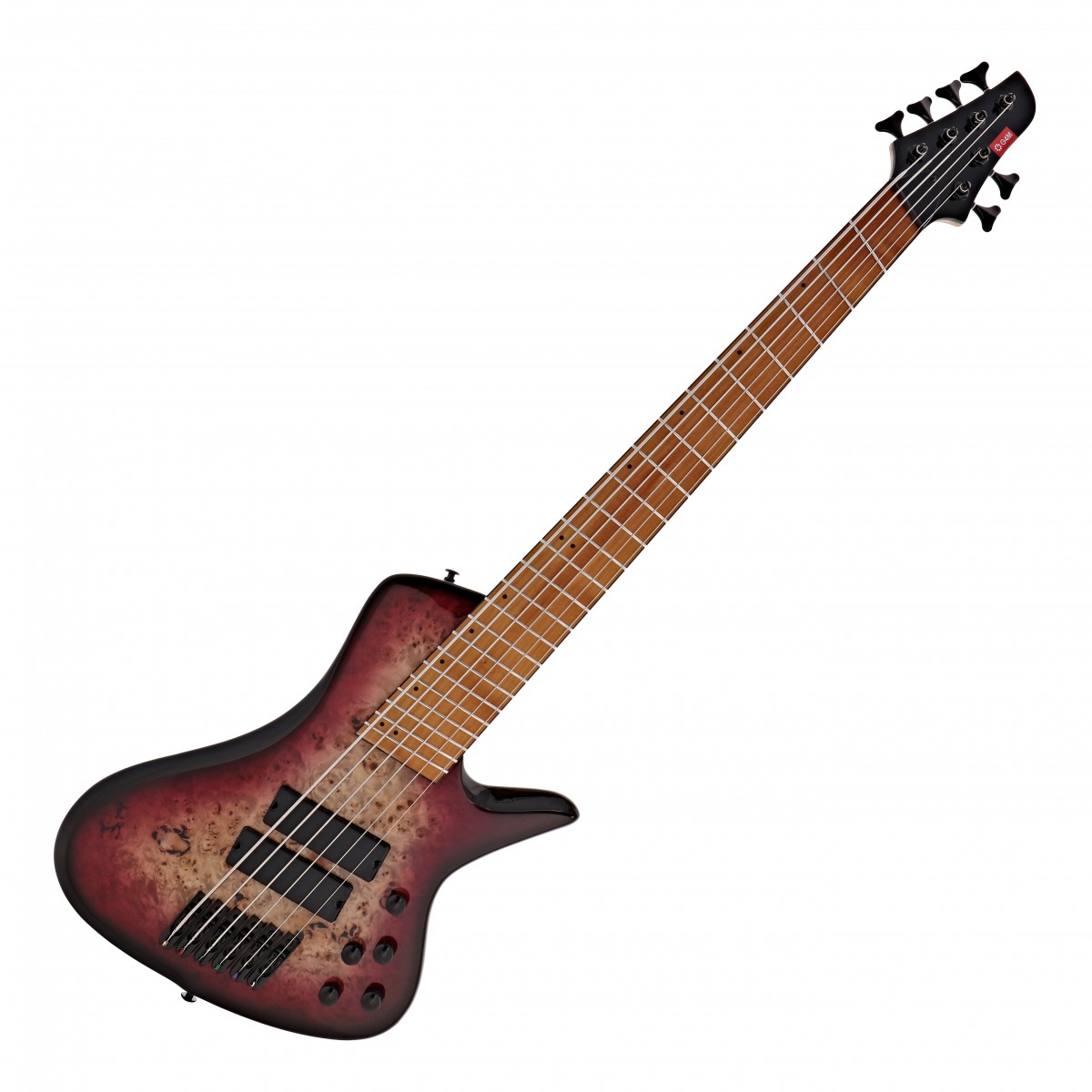 G4M 972 Fanned Fret 6-String Bass Guitar, Purple Burl Burst In Stock