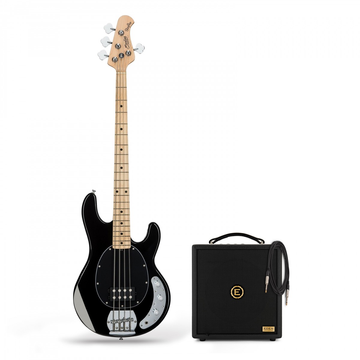Sterling Stingray Ray4 Bass, Black & Eden Orbiter 8 Combo Amp In Stock