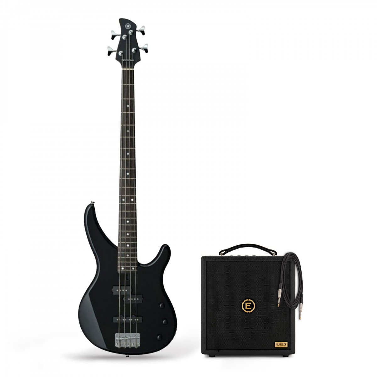 Yamaha TRBX174 Bass Guitar, Black & Eden Orbiter 8 Combo Amp In Stock