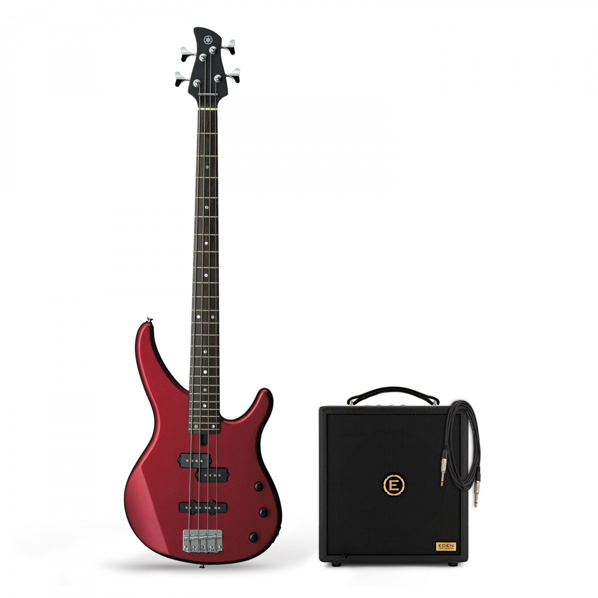 Yamaha TRBX174 Electric Bass Guitar, Red Metallic & Eden Orbiter 8 Combo Amp In Stock
