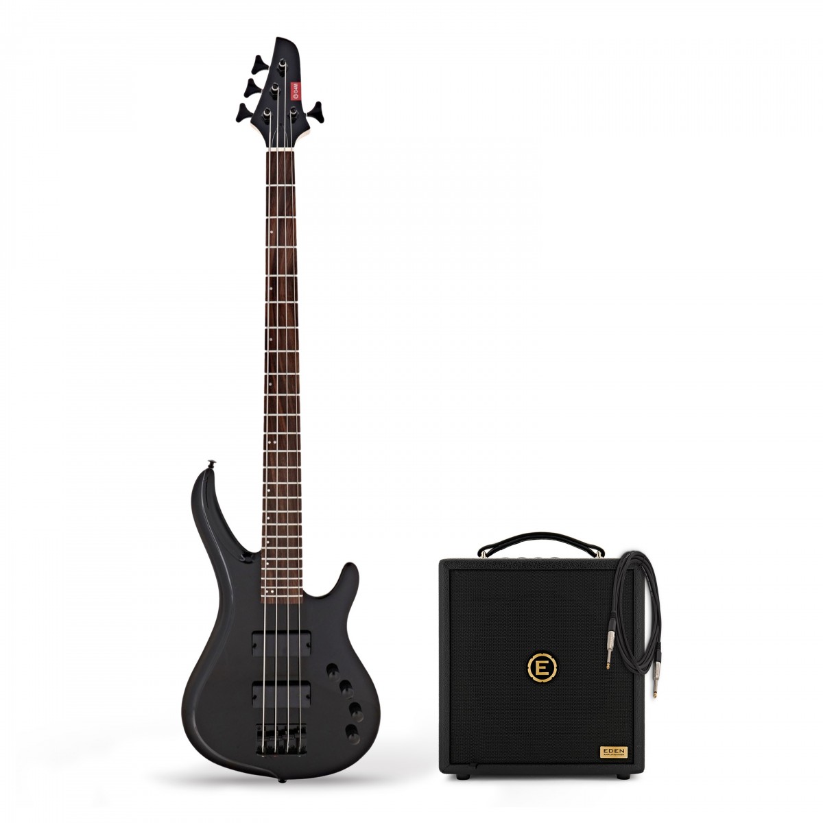 G4M 878 Bass Guitar, All Black & Eden Orbiter 8 Combo Amp In Stock