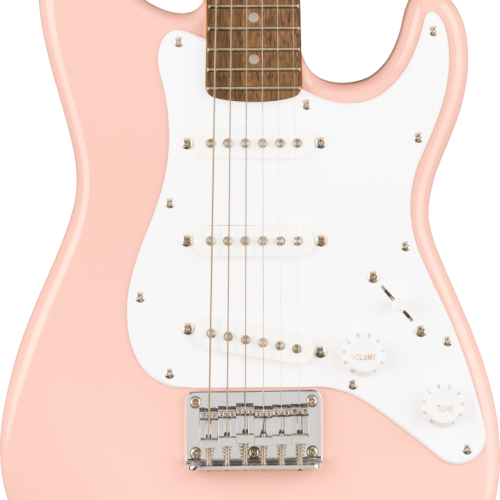 Squier Mini Strat Electric Guitar in Shell Pink in stock