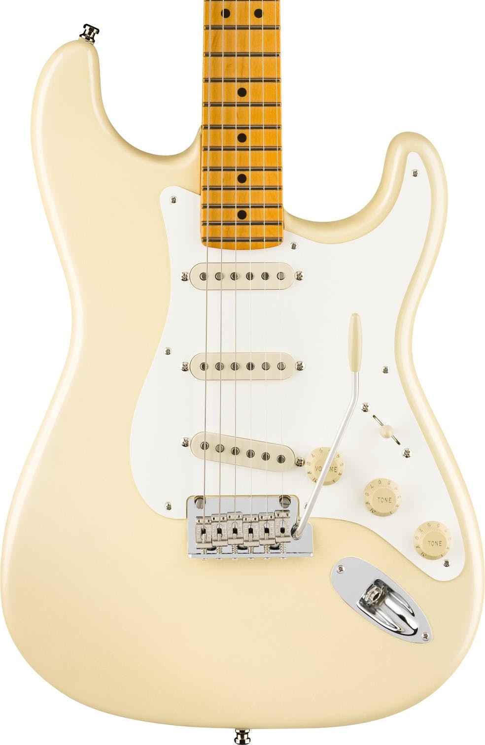 Fender Lincoln Brewster Stratocaster in Olympic Pearl in stock