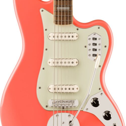 B Stock : Squier Classic Vibe Bass VI Laurel board Mint Pickguard Matching Headstock Tahitian Coral 001 in stock