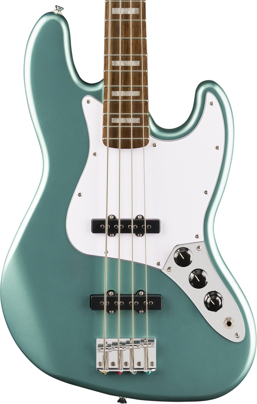 Squier Affinity Series Active Jazz Bass Guitar in Mystic Sea Foam Green in stock - Image 1