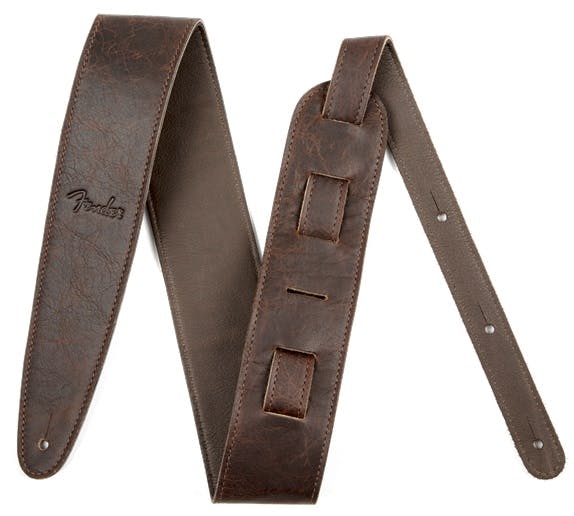 Fender 2.5" Artisan Leather Strap in Brown in stock