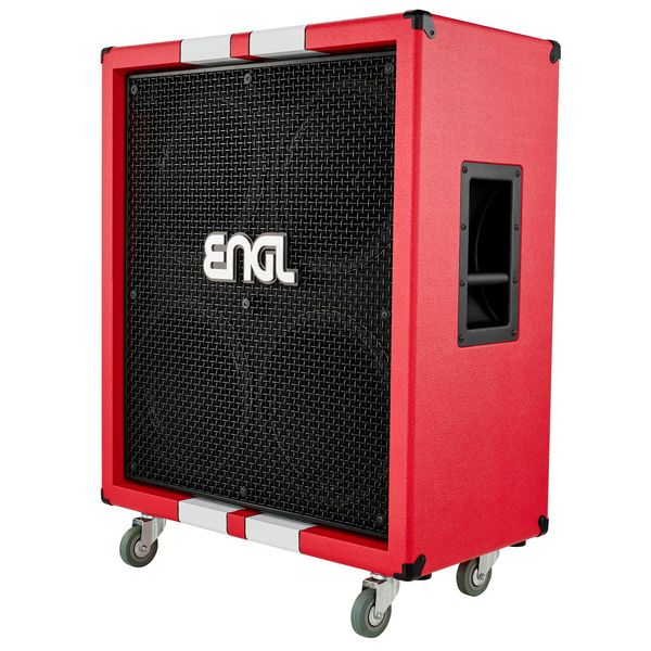 ENGL Amplification 412XXL Speaker Cabinet with Red Tolex and White Racing Stripes in stock
