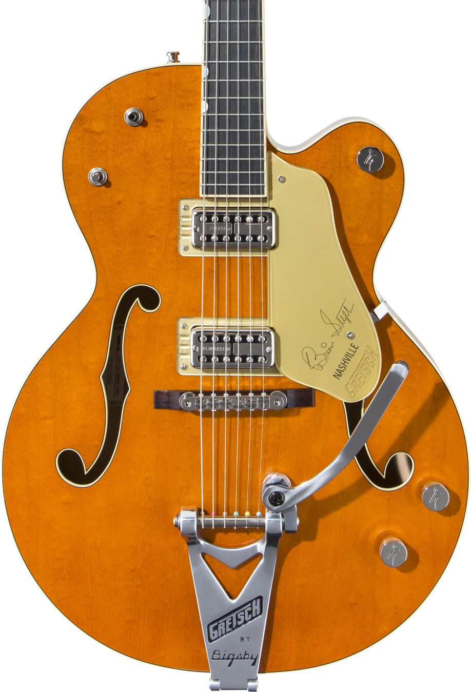 Gretsch G6120T-BSSMK Brian Setzer Signature `59 Nashville Hollow Body Electric Guitar in Smoke Orange in stock