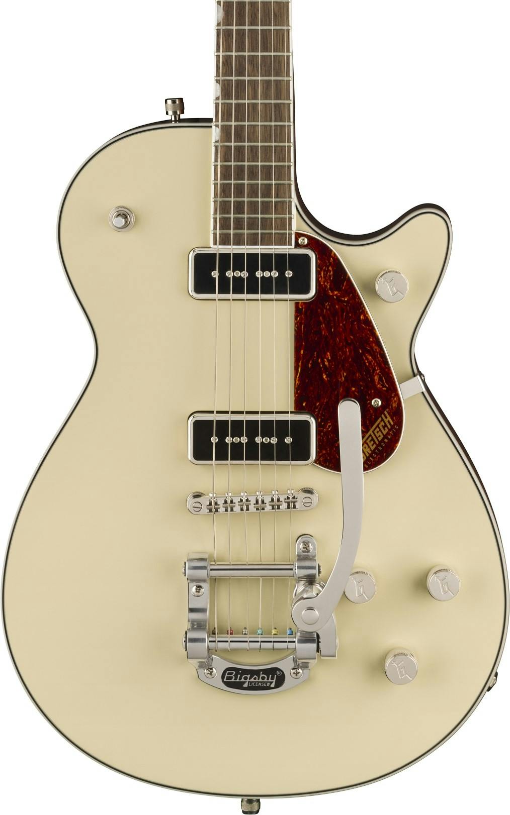 Gretsch G5210T P90 Electromatic Jet Two 90 Single Cut Electric Guitar in Vintage White with Bigsby in stock